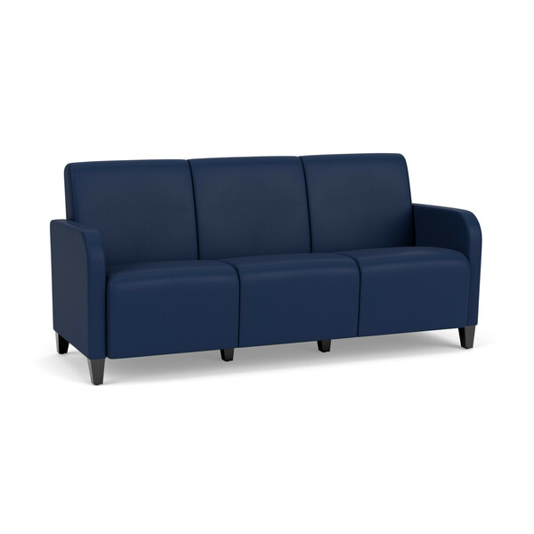 Lesro Siena Lounge Reception 3 Seat Tandem Seating No Center Arms, Black, MD Ink Upholstery SN3101